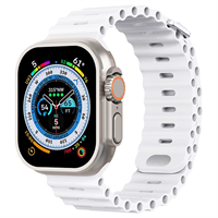 רצועת סיליקון Ocean לשעון אפל Apple Watch 44/45/46/49 צבע לבן