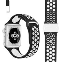 רצועת ספורט לשעון אפל Apple Watch 38/40/41 - צבע שחור לבן